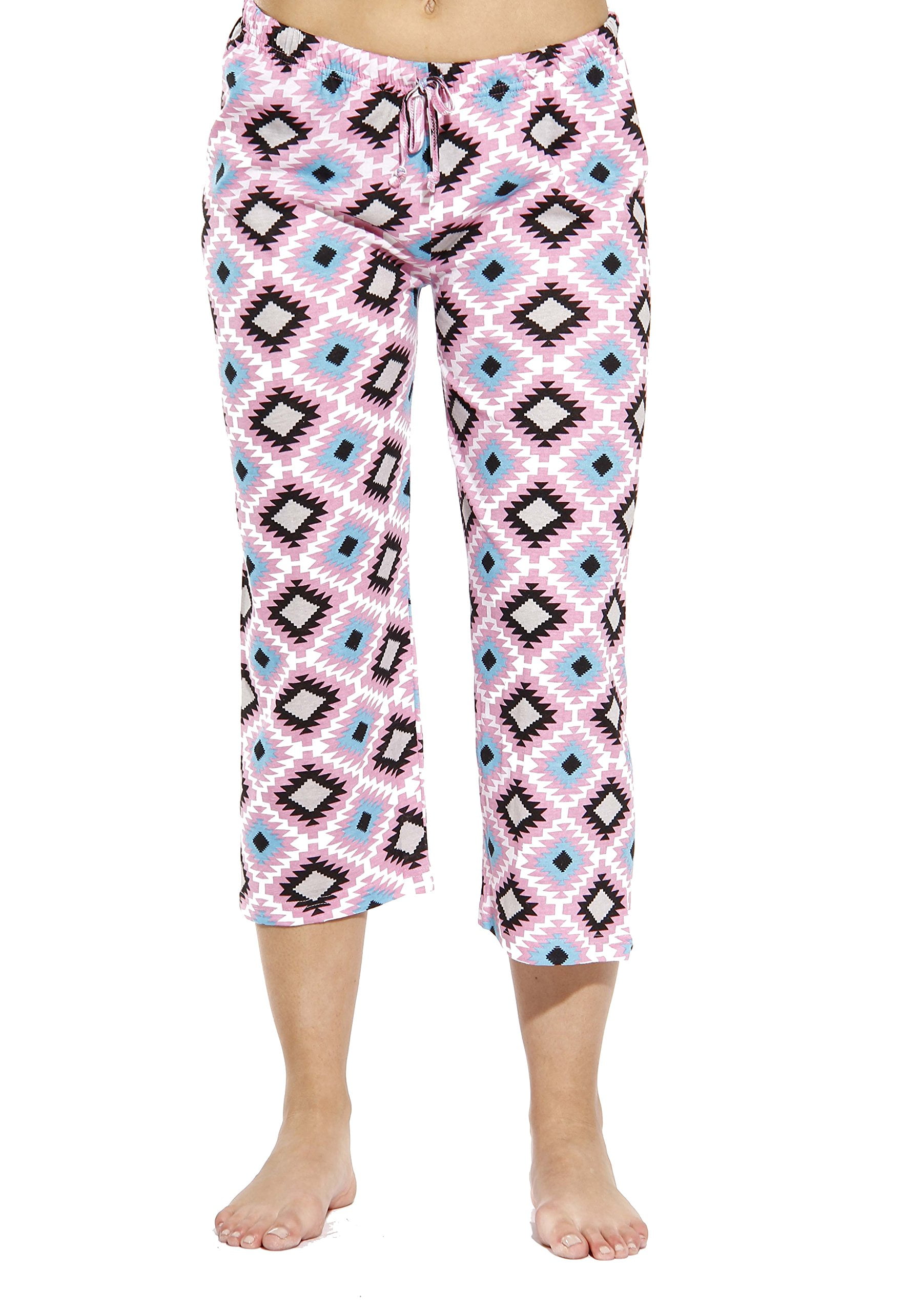Just Love 100% Cotton Women's Capri Pajama Pants Sleepwear - Comfortable  and Stylish (Pink Plaid, Small)