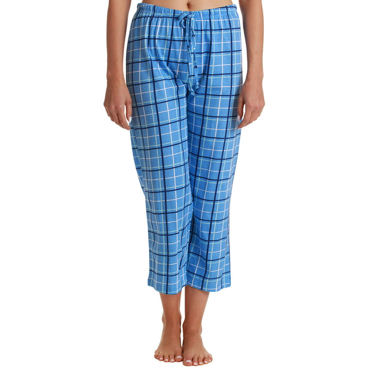 Just Love 100% Cotton Women's Capri Pajama Pants Sleepwear - Comfortable  and Stylish (Navy Plaid, Small)