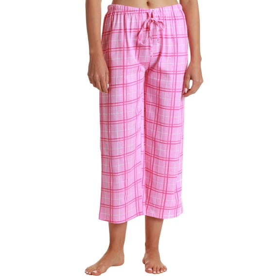Just Love 100% Cotton Women's Capri Pajama Pants Sleepwear - Comfortable and Stylish (Pink Plaid, Medium)