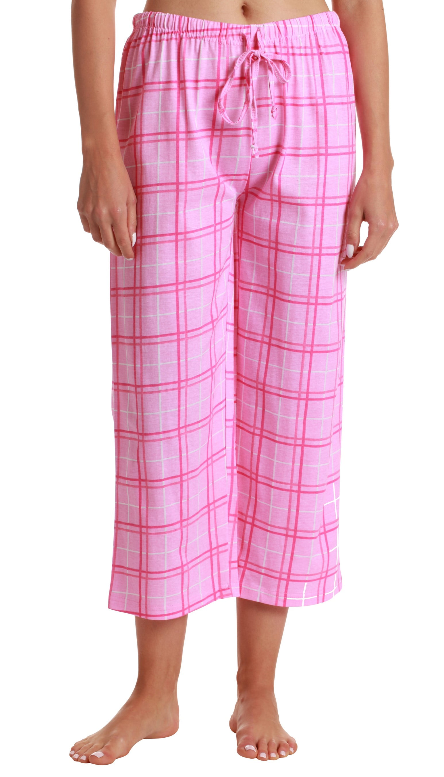 Just Love 100% Cotton Women's Capri Pajama Pants Sleepwear - Comfortable  and Stylish (Pink Plaid, Small) 