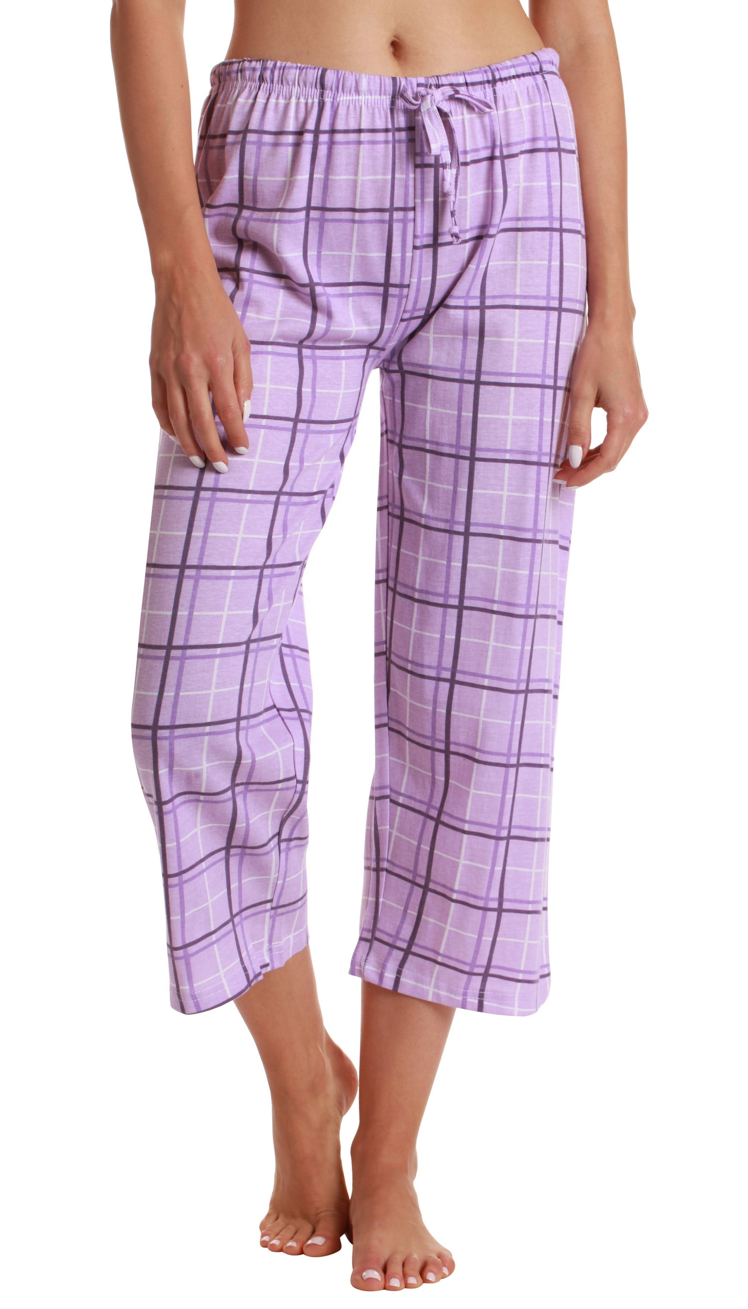 Just Love 100% Cotton Women's Capri Pajama Pants Sleepwear - Comfortable  and Stylish (Purple Plaid, Small)