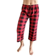 Just Love 100% Cotton Women's Capri Pajama Pants Sleepwear - Comfortable and Stylish (Red Buffalo Plaid, X-Large)