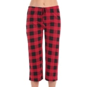 Just Love 100% Cotton Womens Capri Pajama Pants Sleepwear - Comfortable and Stylish. Red Buffalo Plaid, X-Large