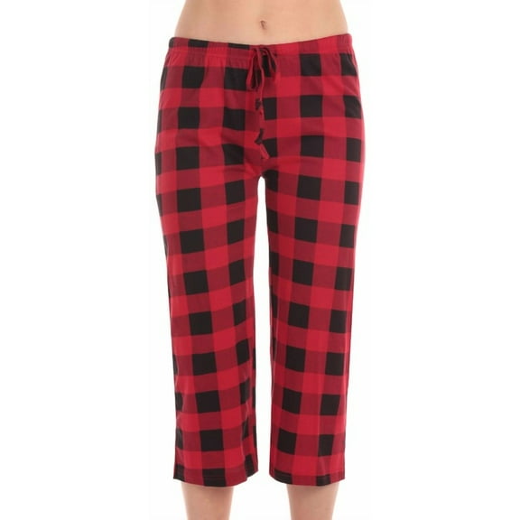 Just Love 100% Cotton Women's Capri Pajama Pants Sleepwear - Comfortable and Stylish (Red Buffalo Plaid, X-Large)