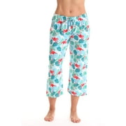 Just Love 100% Cotton Women's Capri Pajama Pants Sleepwear - Comfortable and Stylish (White - Tropical Flamingos, Small)