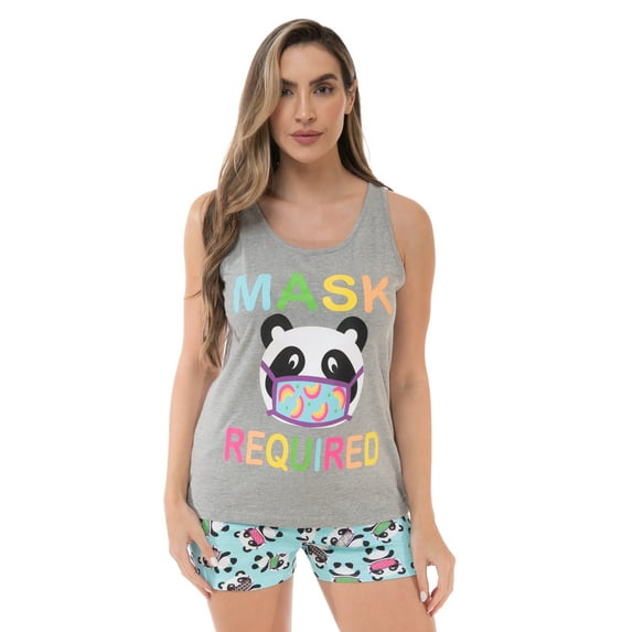Just Love 100% Cotton Womens Sleepwear Pajama Set Breathable, Natural Comfort (Grey - Panda, 2X)