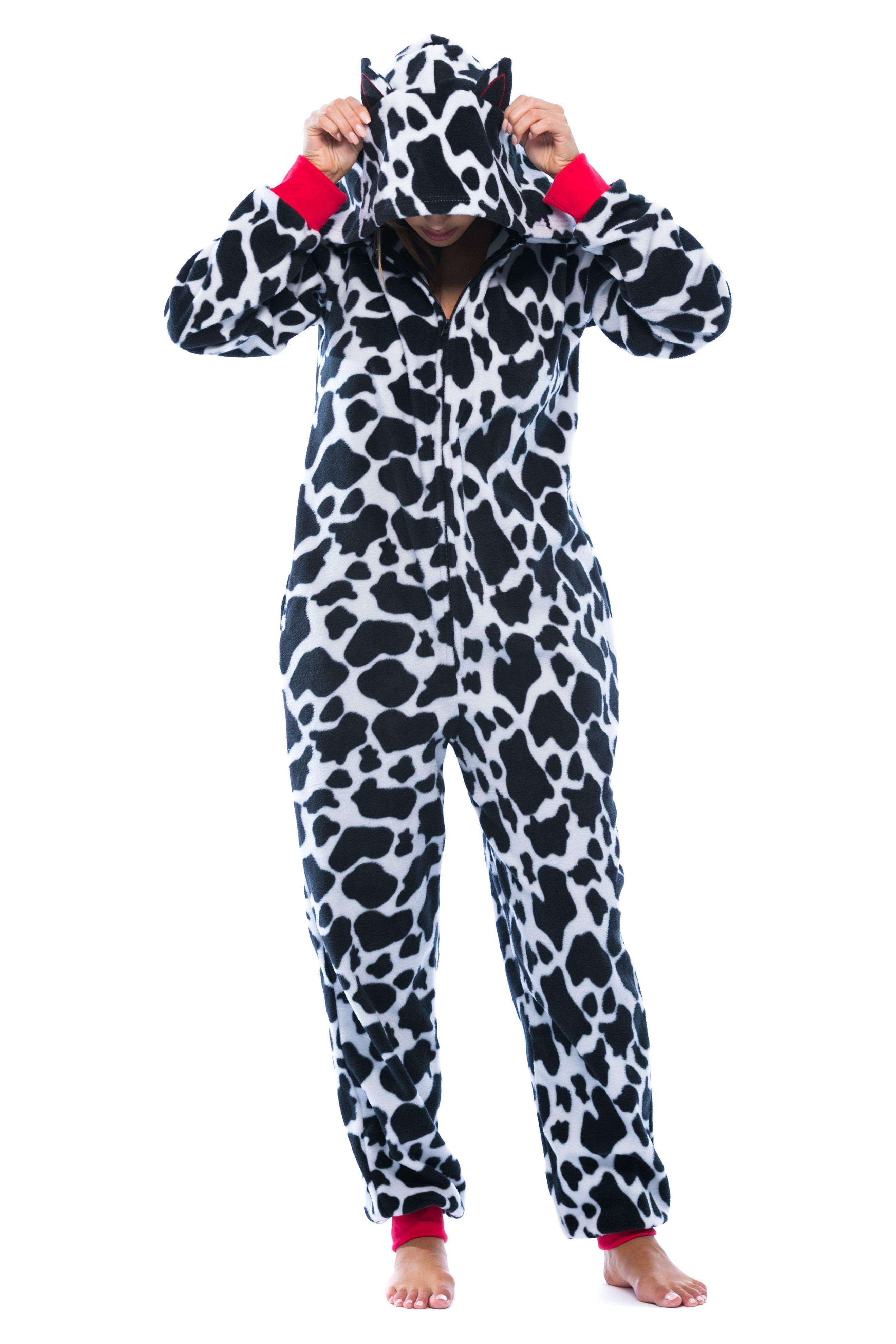 Just Love Adult Bodysuit with Animal Prints / Pajamas (Cow, Medium)