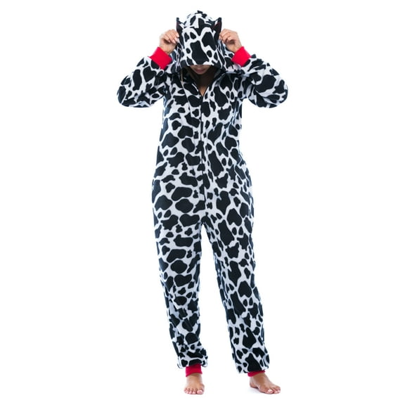 Just Love Adult Bodysuit with Animal Prints / Pajamas (Cow, Small)