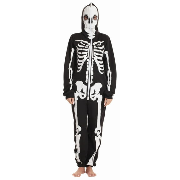 Just Love One‑Piece Pajamas (Skeleton Front and Back Print, Medium)