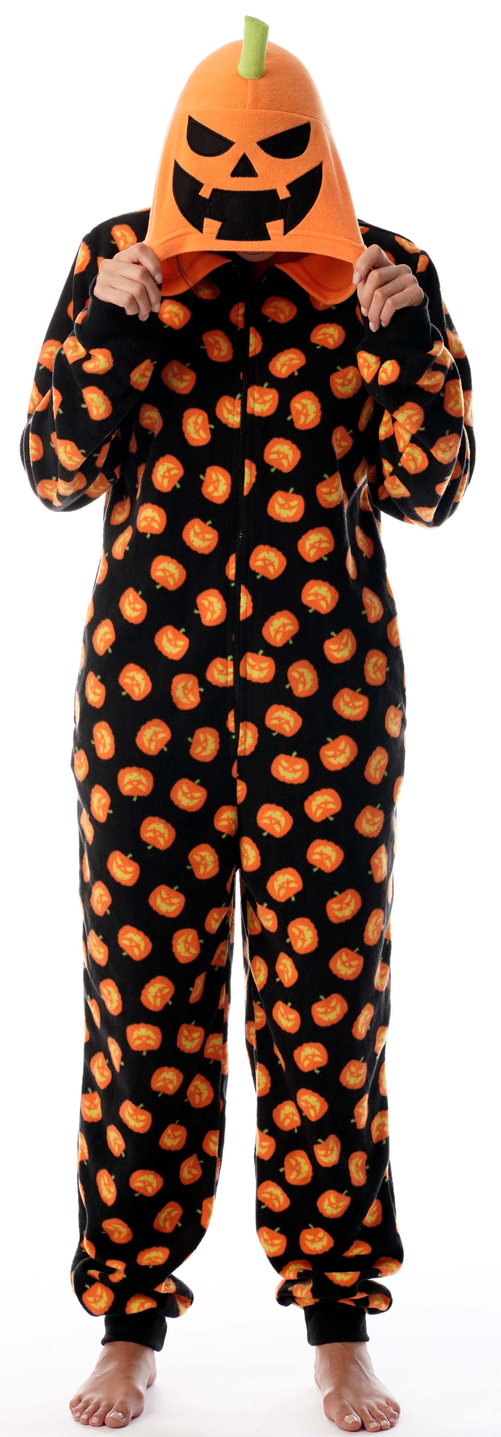 Just Love Adult Onesie Pumpkin Halloween Pajamas - Jack-O-Lantern (XX-Large)