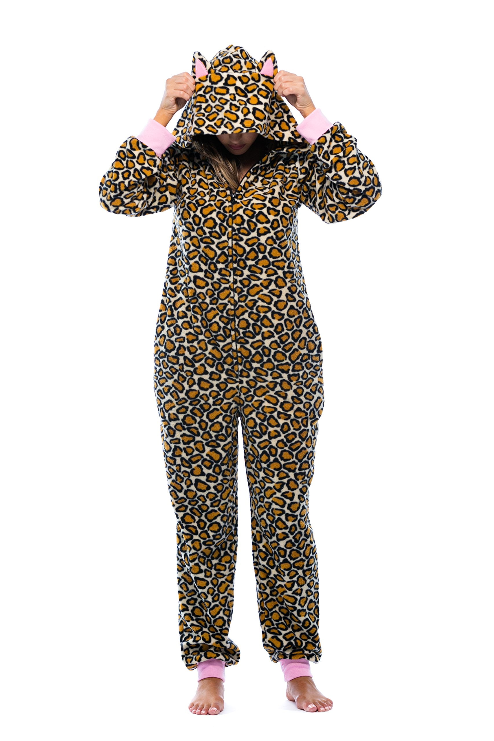 Just Love Adult Onesie with Animal Prints / Pajamas (Cheetah, Large)