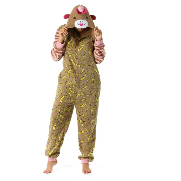 Just Love Animal Print Microfleece Adult Onesie One-Piece Pajamas (Small)