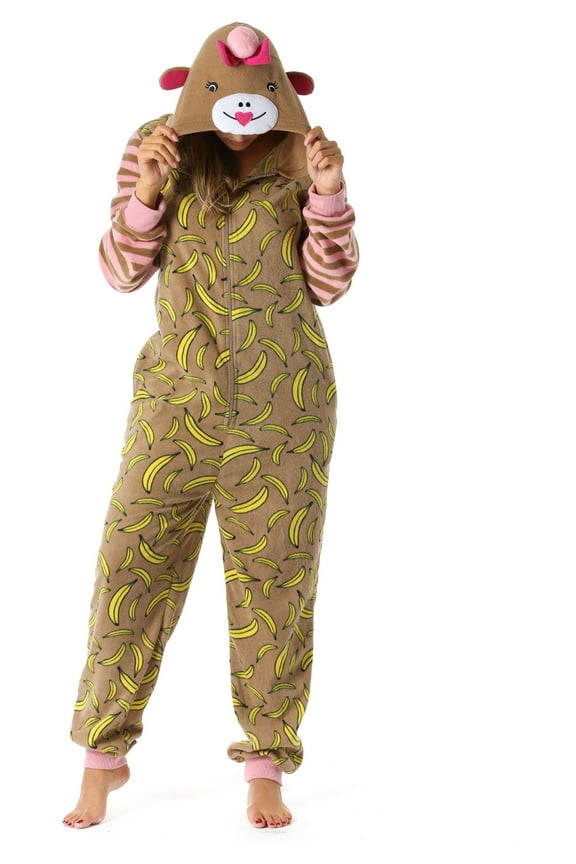 Animal Print Microfleece Adult Onesie One-Piece Pajamas (X-Small)
