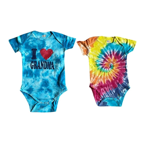 Just Love Boys Bodysuits (Pack of 2) 1901 (Boys 12 Months, Grandma and Tie Dye)