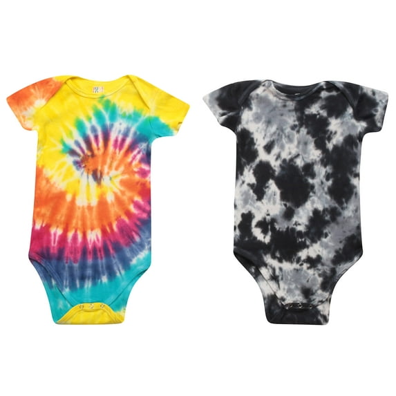Just Love Boys Bodysuits (Pack of 2) 1901 (Boys 12 Months, Tie Dye Black and Tie Dye Bright)