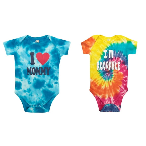 Just Love Boys Bodysuits (Pack of 2) 1901 (Boys 24 Months, Mommy and Tie Dye)