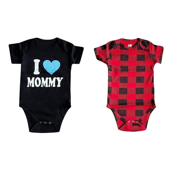 Just Love Boys Bodysuits (Pack of 2) 1901 (Boys 6-9 Months, Mommy and Buffalo Plaid)