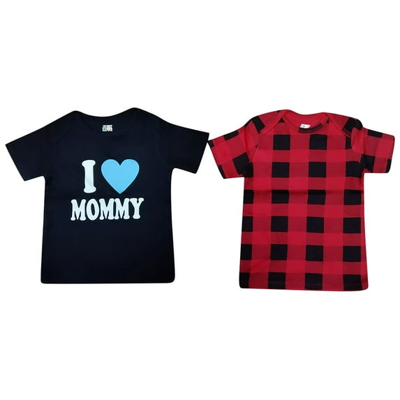 Just Love Boys T-Shirts (Pack of 2) (Boys 12 Months, Mommy and Buffalo Plaid)
