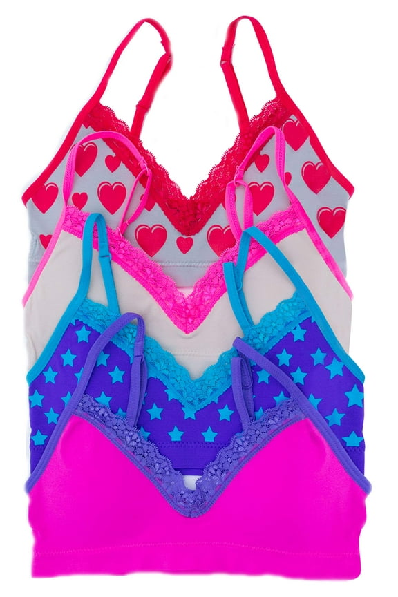 Bras (38A) Seamless and Stylish Girls Training Bras, Multicolor 4 Pack
