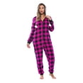 thumbnail image 1 of Just Love Buffalo Plaid Adult Onesie Sherpa Lined Hoody One Piece Pajamas (Fuchsia Buffalo Plaid, X-Small), 1 of 4