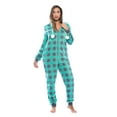 thumbnail image 1 of Just Love Buffalo Plaid Adult Onesie Sherpa Lined Hoody One Piece Pajamas (Mint Buffalo Plaid, Small), 1 of 4