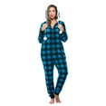 thumbnail image 1 of Just Love Buffalo Plaid Adult Onesie Sherpa Lined Hoody One Piece Pajamas (Turquoise Buffalo Plaid, X-Large), 1 of 4