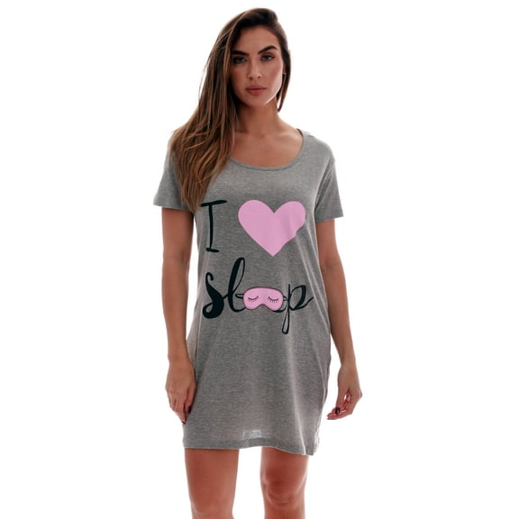 Just Love Comfortable Sleep Dress Shirt for Women - Ideal for Sleeping and Lounging in Dorms (Grey - I Love Sleep Mask, 3X)