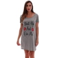 thumbnail image 1 of Just Love Comfortable Sleep Dress Shirt for Women - Ideal for Sleeping and Lounging in Dorms (Grey - Kiss Me, Small), 1 of 3