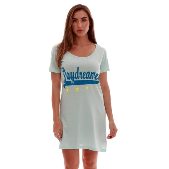 Just Love Comfortable Sleep Dress Shirt for Women - Ideal for Sleeping and Lounging in Dorms (Turquoise - Daydreamer, Small)