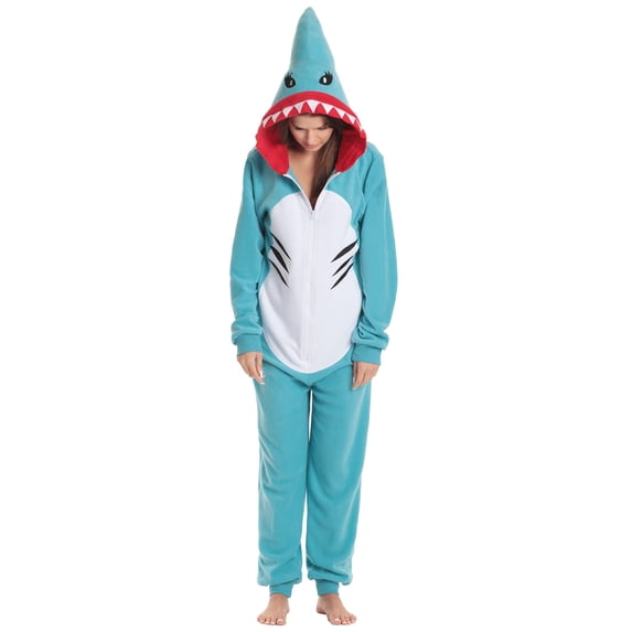 Just Love Comfortable and Cute Adult Animal Bodysuit Pajamas - Perfect for Lounging and Sleepwear. (Shark Womens, Small)