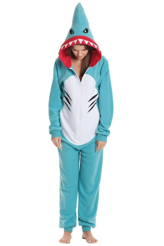 Comfortable and Cute Adult Animal Onesie Pajamas - Perfect for Lounging and Sleepwear (Shark Womens, XX-Large)
