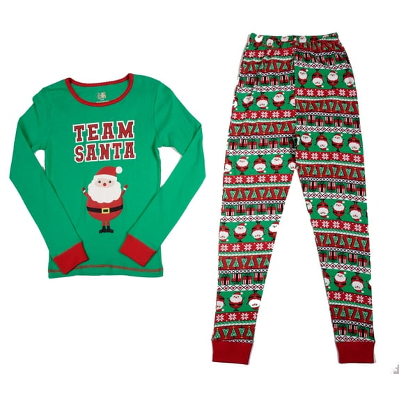 Just Love Cotton Pajamas for Girls (Green - Team Santa, Girls 12 Months)
