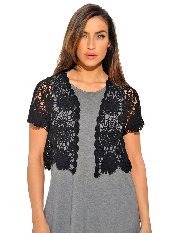 Bolero Shrug Floral Crochet Women Cardigan