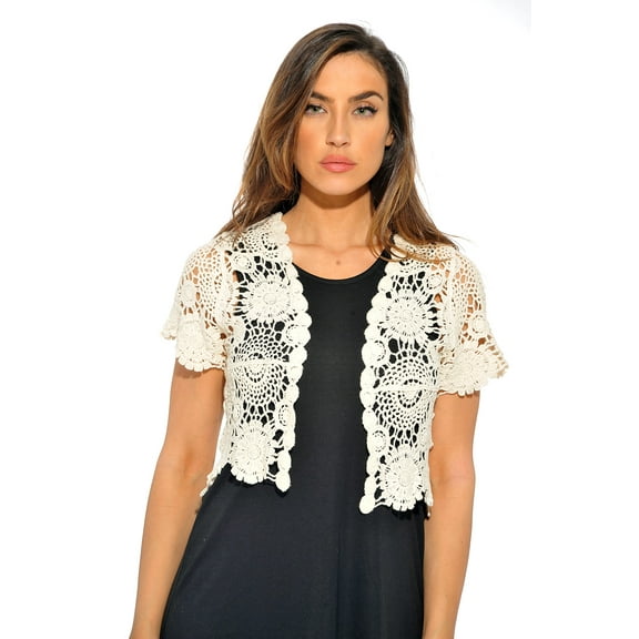 Just Love Bolero Shrug Floral Crochet Women Cardigan