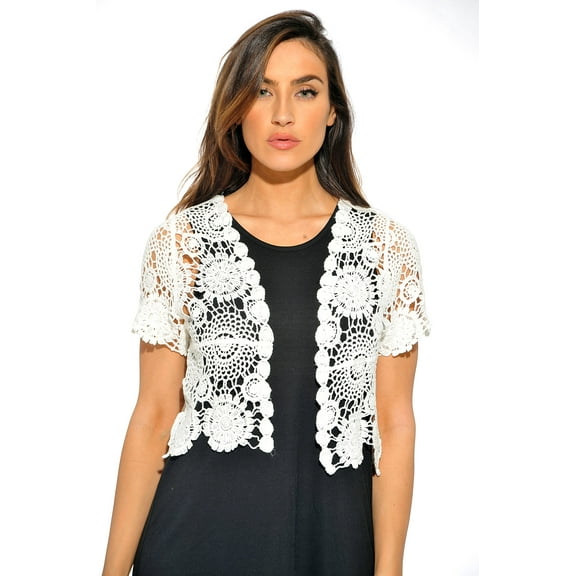 Just Love Bolero Shrug Floral Crochet Women Cardigan