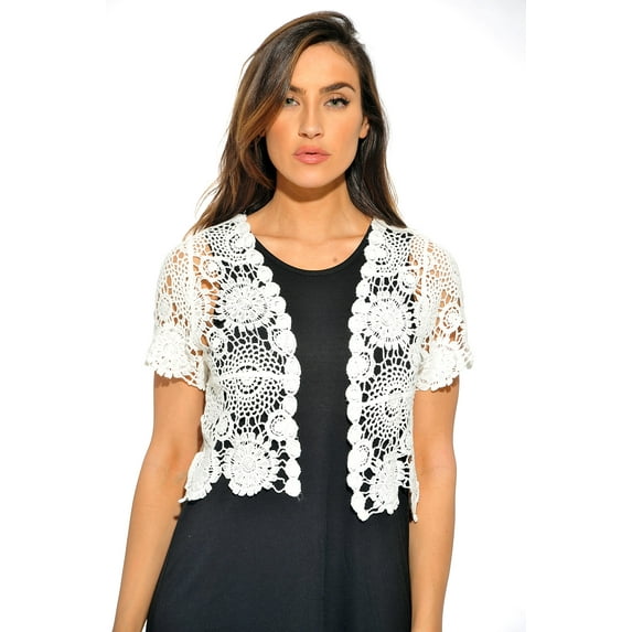 Just Love Bolero Shrug Floral Crochet Women Cardigan