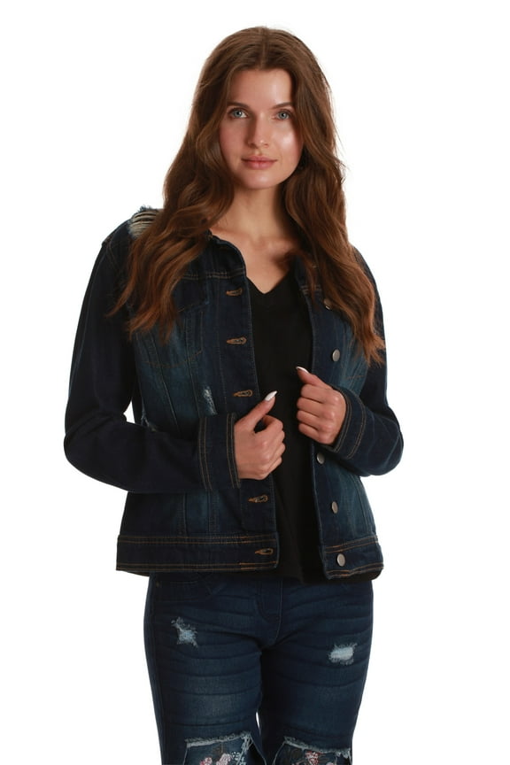 Denim Jackets for Women 6879-LTDEN-XXXL (Dark Denim, Small)