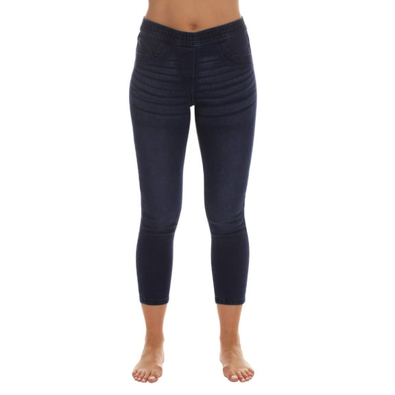 Just Love Denim Wash Capri Jeggings for Women 6855-BLK-3X (Medium Denim Capri, Large)