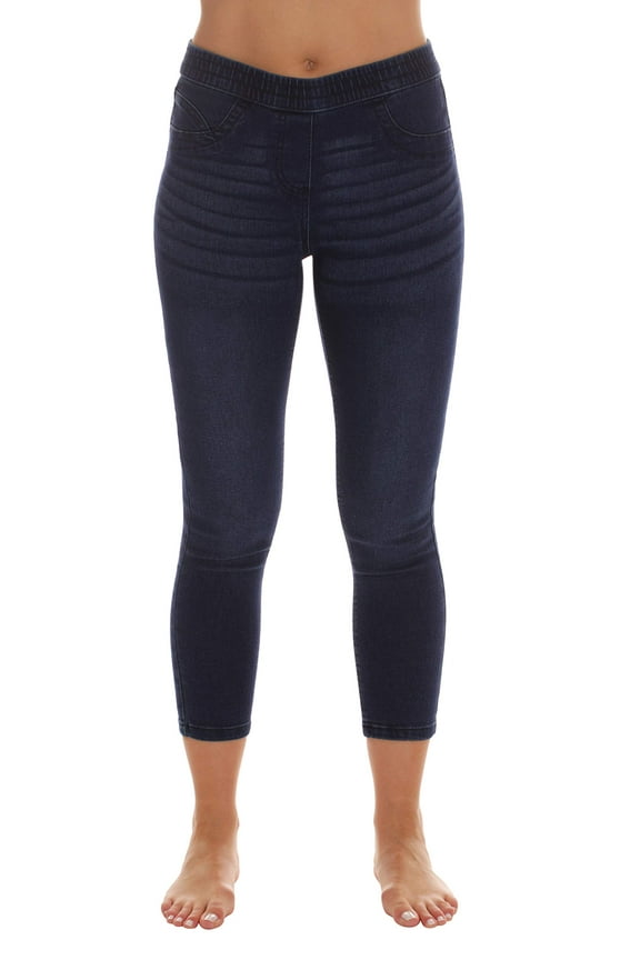 Denim Wash Capri Jeggings for Women 6855-MEDDEN-3X