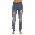 thumbnail image 1 of Just Love Women’s Ripped Denim Jeggings – Stretch Pull-On Jean Leggings, Skinny Fit Jegging Pants (Light Ripped Denim, Small), 1 of 3
