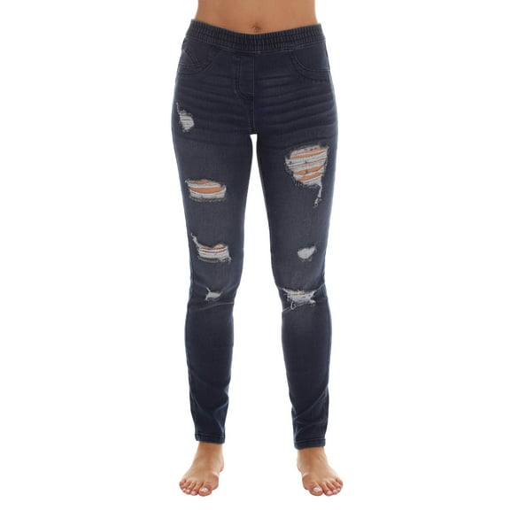 Just Love Denim Wash Ripped Jeggings for Women (Medium Ripped Denim, Large)