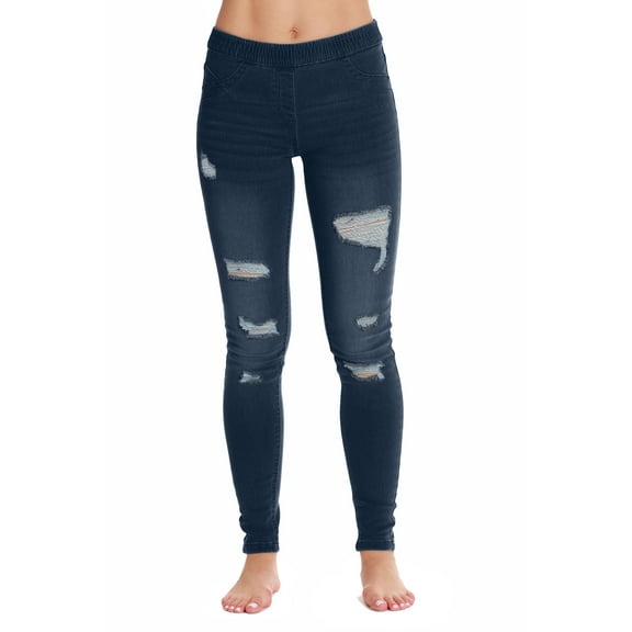 Just Love Denim Wash Ripped Jeggings for Women (Medium Ripped Denim, Medium)