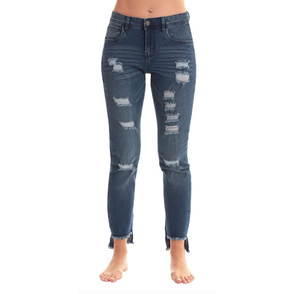 Just Love Denim Wash Ripped Jeggings for Women (Medium Ripped Denim Stretch Fabric, 2X)