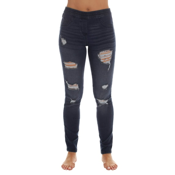 Just Love Denim Wash Ripped Jeggings for Women (Medium Ripped Denim, X-Large)