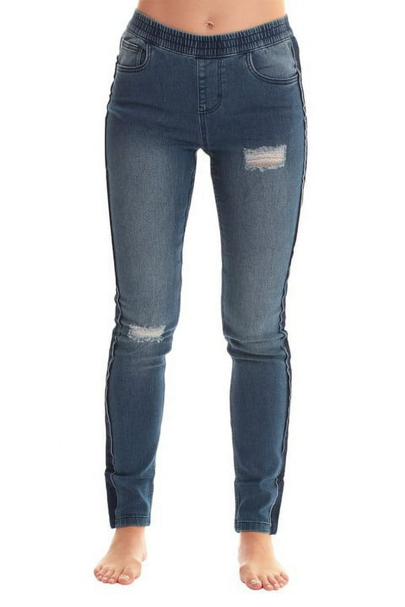 Denim Wash Ripped Jeggings for Women