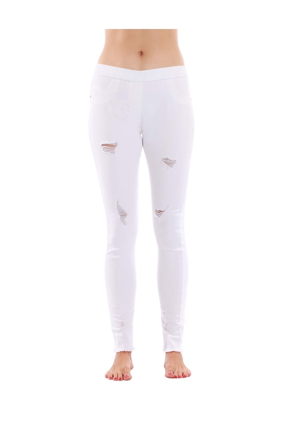 Denim Wash Ripped Jeggings for Women