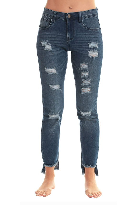 Denim Wash Ripped Jeggings for Women