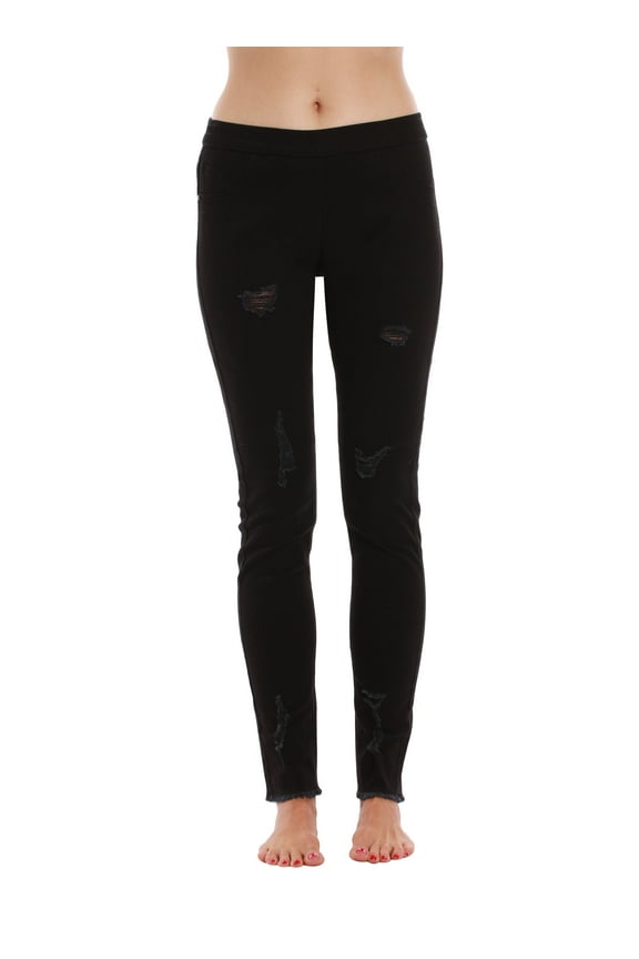 Denim Wash Ripped Jeggings for Women