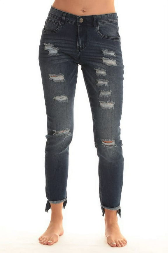 Denim Wash Ripped Jeggings for Women