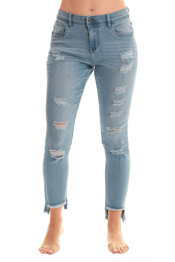 Denim Wash Ripped Jeggings for Women